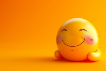 Fototapeta premium Cute high-detailed yellow 3D emoticon for web, vector illustration. Beautiful simple AI generated image in 4K, unique.