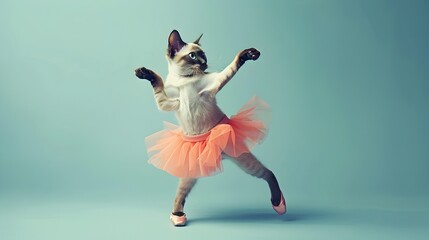 Siamese Cat Stars in Surreal Gymnastics A Whimsical Take on Feline Fitness