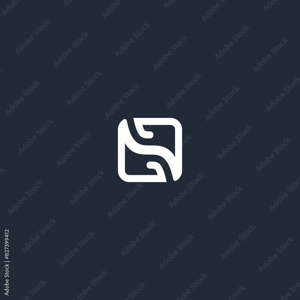 Fototapete abstract h or n or s symbol, initial design with square shape