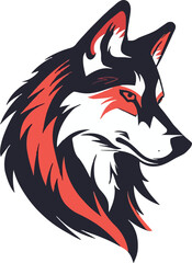 Wolf head mascot logo flat vector design