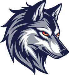 Wolf head mascot logo flat vector design