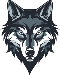 Wolf head mascot logo flat vector design