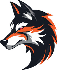 Wolf head mascot logo flat vector design