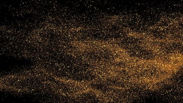 Grains of golden sand particles blow in the wind  transition on Alpha Channel . 3d rendering 