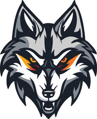 Wolf head mascot logo flat vector design