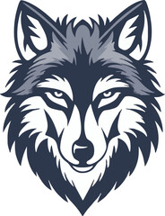 Wolf head mascot logo flat vector design
