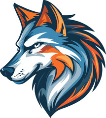 Wolf head mascot logo flat vector design