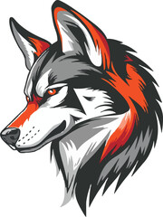 Wolf head mascot logo flat vector design
