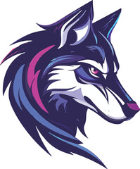 Wolf head mascot logo flat vector design
