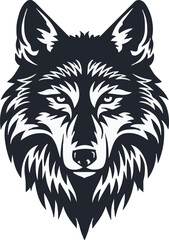 Wolf head mascot logo flat vector design