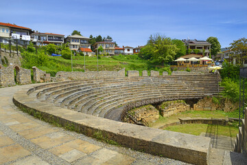 Amphitheaters - Roman ruins of an ancient city Ohrid, North Macedonia, UNESCO World Heritage Site