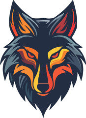 Wolf head mascot logo flat vector design