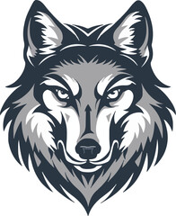 Wolf head mascot logo flat vector design