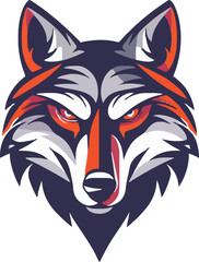 Wolf head mascot logo flat vector design
