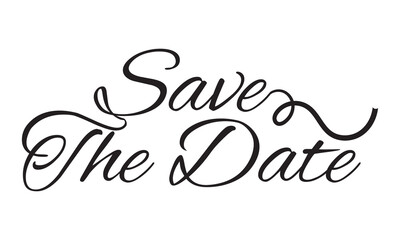 Handwritten modern brush calligraphy Save the date isolated on white background  for wedding invitation. Vector illustration. EPS 10