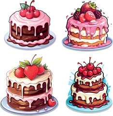 Cake Vector Illustration Set
