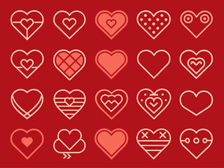 Thin line icons of heart 