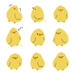 Yellow duck 2 cute on a white background, vector illustration.