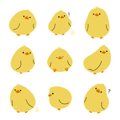 Yellow duck 3 cute on a white background, vector illustration.