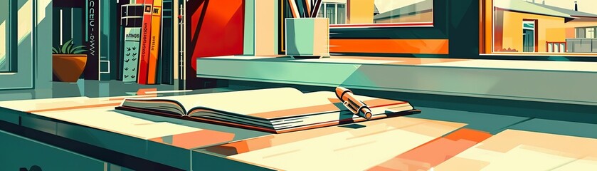 A journal and pen on a sunny windowsill, reflective writing as a tool for mental clarity - 9:16