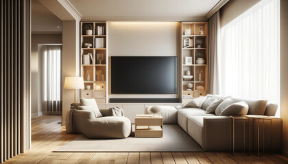 Fototapeta premium 様々なインテリアで装飾したリビング