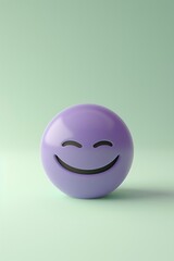 smirking emoji on a pale green background with space for text The emoji is purple with a sly smile
