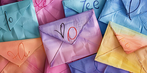 Love Letters: An image of handwritten love letters in pastel envelopes, symbolizing the timeless gesture of expressing love through words
