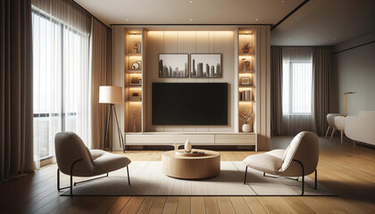 様々なインテリアで装飾したリビング