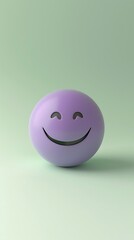smirking emoji on a pale green background with space for text The emoji is purple with a sly smile