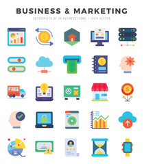 Set of Business & Marketing icons. Vector Illustration.