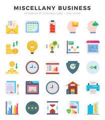 Miscellany Business Flat icons collection. Flat icons pack. Vector illustration