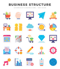 Business Structure icons set. Collection of simple Flat web icons.