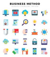Vector Business Method types icon set in Flat style. vector illustration.