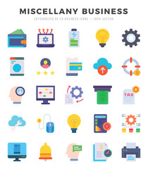 Miscellany Business web icons in Flat style.