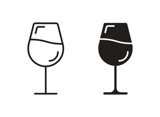 Wine bottle with glass icon in flat style. Alcohol drink vector illustration on isolated background. Champagne beverage sign business concept.