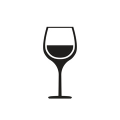 Wine glass icon in flat style. Flask vector illustration on isolated background. Champagne wineglass sign business concept.