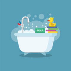 Bath icon in flat style. Bathroom vector illustration on isolated background. Bathtub sign business concept.