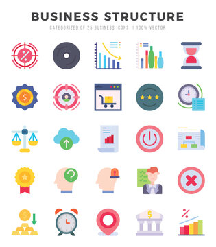 Business Structure elements. Flat web icon set. Simple vector illustration.
