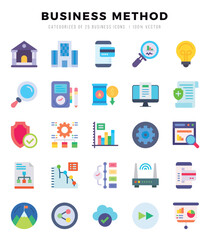 Set of Business Method icons in Flat style. High quality Flat Icons symbol collection.