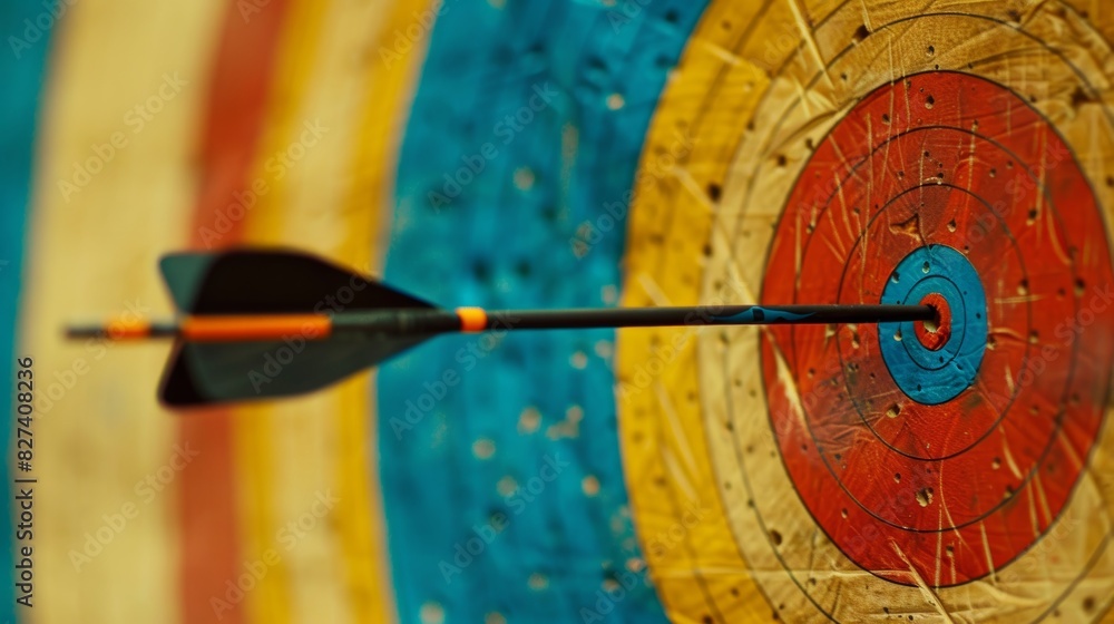 Poster precision in motion arrow in flight at summer olympics, symbolizing speed and accuracy