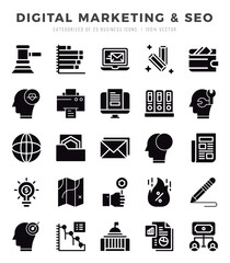 Digital Marketing & SEO icons set for website and mobile site and apps.