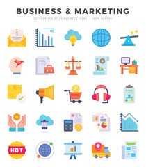 Business & Marketing icons set. Collection of simple Flat web icons.
