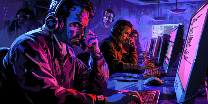 Tech Support Scams: A depiction of a tech support scam, where fraudsters impersonate tech support agents and trick victims into paying for unnecessary services or providing access to their devices