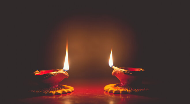 Diwali Celebrations in India , candles and diyas