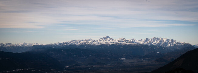 mountain range in the early evening