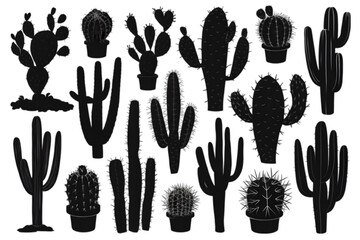 Collection of Silhouettes Showcasing a Variety of Trees: Vector Collection of Tree Silhouettes for Forest and Nature Illustrations