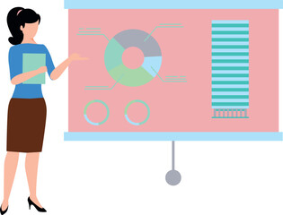 Girl showing chart presentation.