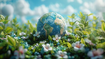 International Day for Biological Diversity: Delightful Scene of Blue Planet Embraced by Nature, Symbolizing Earth-Atmosphere Balance