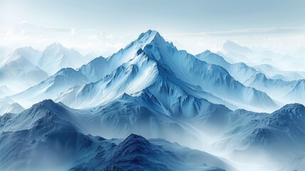 Obraz premium Surreal Scenery: Blue Mountain Landscape Captured in a Modern Interior Setting
