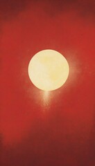 Grunge red background with sun and silhouette of the sun or bright moon